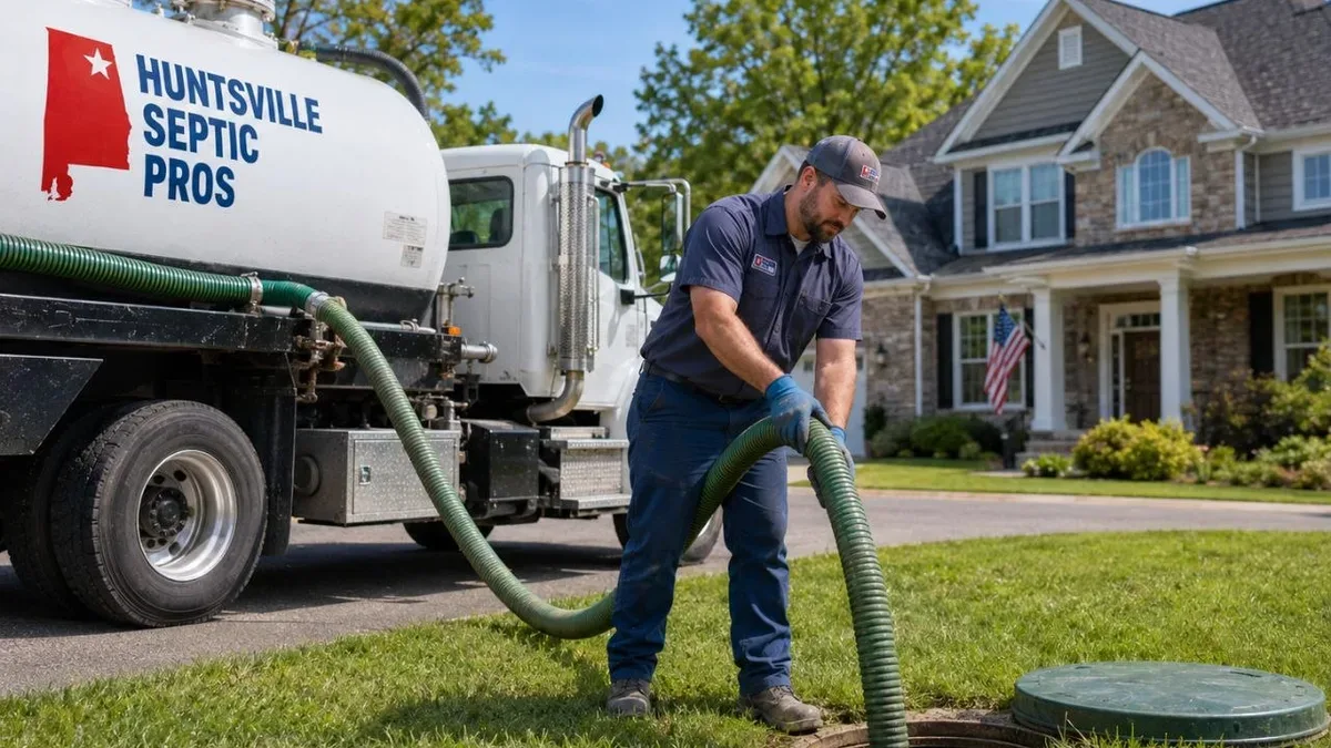 Brevard Septic Services technician pumping a residential septic tank in Brevard County, FL