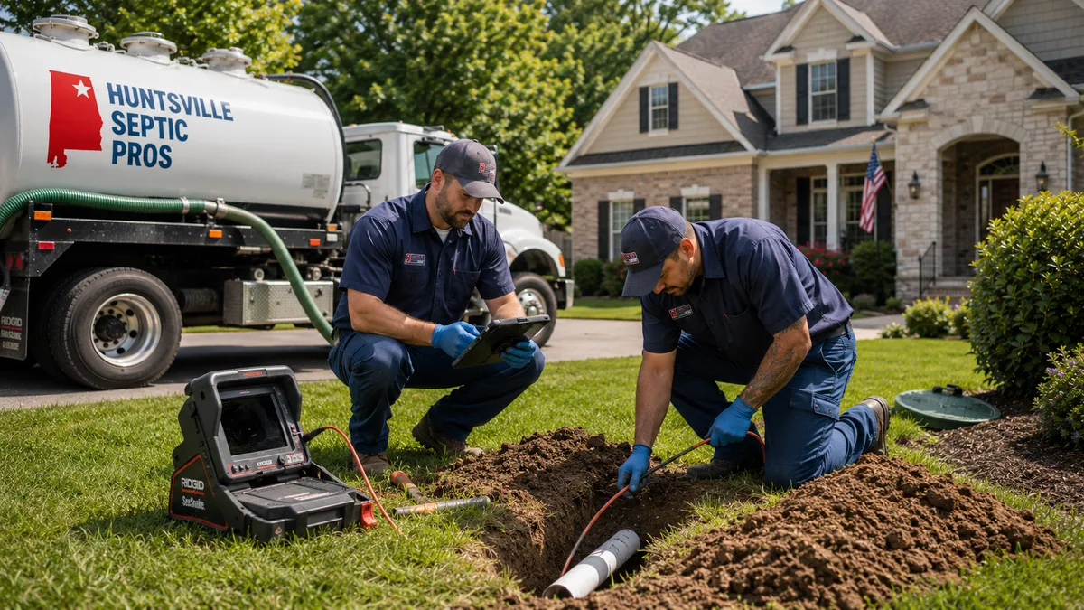 Brevard Septic Services technicians performing sewer line camera inspection in Brevard County, FL